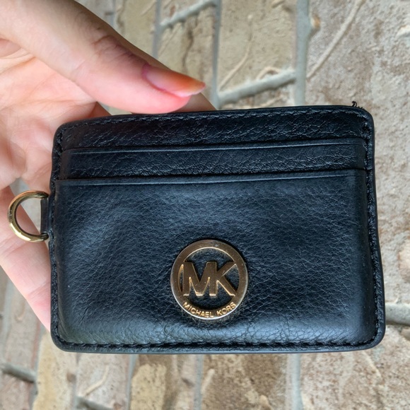 MICHAEL KORS Black Pebbled Leather Card Slim Small ID Sleeve Case Wallet Women’s - Picture 9 of 14